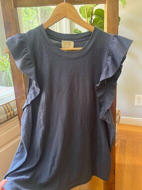 Nation LTD Navy Ruffle Sleeve Tank Top